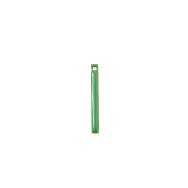 sequins médaillons résine style émaillés Biface Tige rectangle Vert 28 par 3mm sur une base en métal dore