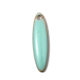 sequins médaillons résine style émaillés Biface Oblong Bleu Pastel 20 par 5mm sur une base en métal dore
