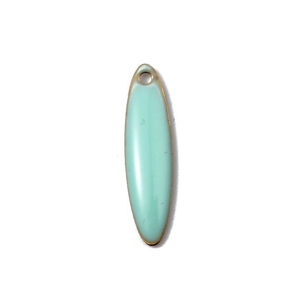 sequins médaillons résine style émaillés Biface Oblong Bleu Pastel 20 par 5mm sur une base en métal dore