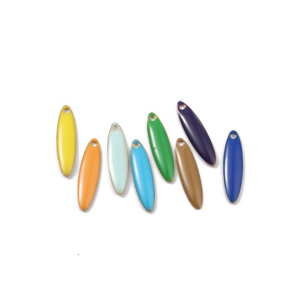 PS110140807 PAX 4 sequins médaillons résine style émaillés Biface Oblong Bleu Pastel 20 par 5mm 