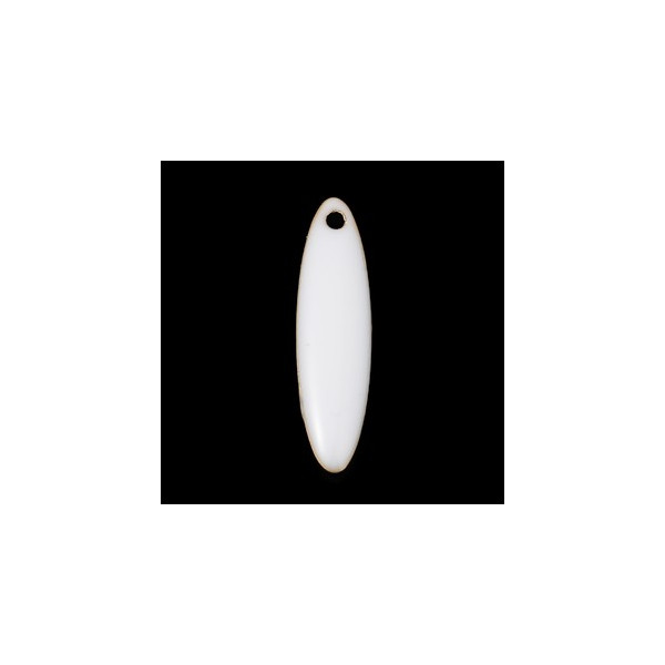 Sequins Médaillons Biface Oblong 20x5mm Résine Émaillée Blanc sur Métal Doré