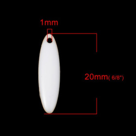 Sequins Médaillons Biface Oblong 20x5mm Résine Émaillée Blanc sur Métal Doré