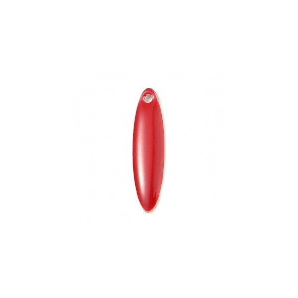 Sequins Médaillons Biface Oblong 20x5mm Résine Émaillée Rouge sur Métal Doré
