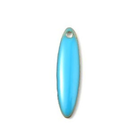 sequins médaillons résine style émaillés Biface Oblong Bleu 20 par 5mm sur une base en métal dore