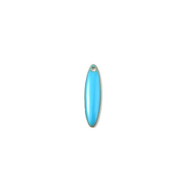 sequins médaillons résine style émaillés Biface Oblong Bleu 20 par 5mm sur une base en métal dore