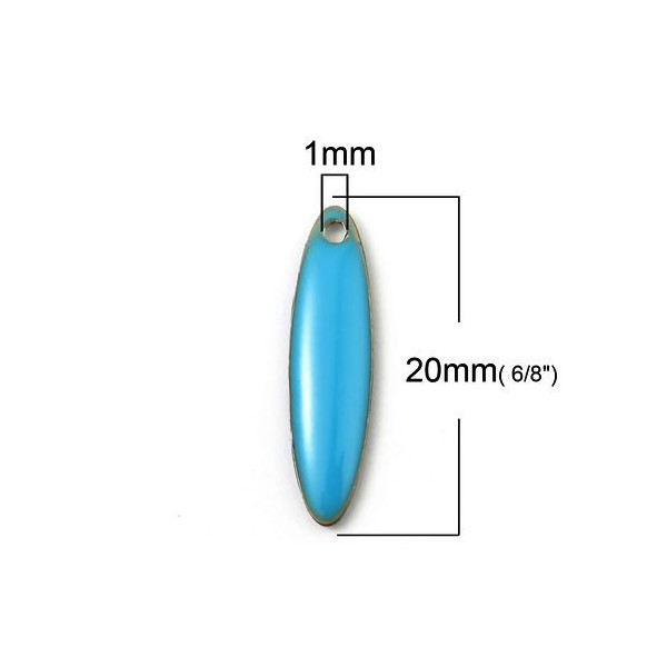 Sequins Médaillons Biface Oblong 20x5mm Bleu Résine Émaillée Base Métal Doré