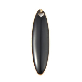 sequins médaillons résine style émaillés Biface Oblong Noir 20 par 5mm sur une base en métal dore