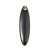 sequins médaillons résine style émaillés Biface Oblong Noir 20 par 5mm sur une base en métal dore