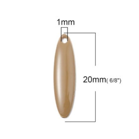 sequins médaillons résine style émaillés Biface Oblong Beige 20 par 5mm sur une base en métal dore