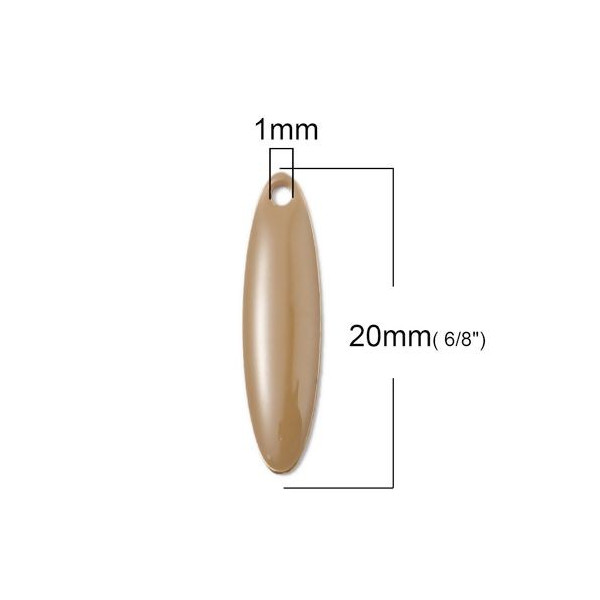 sequins médaillons résine style émaillés Biface Oblong Beige 20 par 5mm sur une base en métal dore