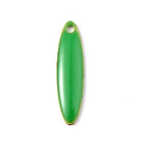 Sequins Médaillons Biface Oblong Vert 20x5mm – Résine Émaillée & Métal Doré