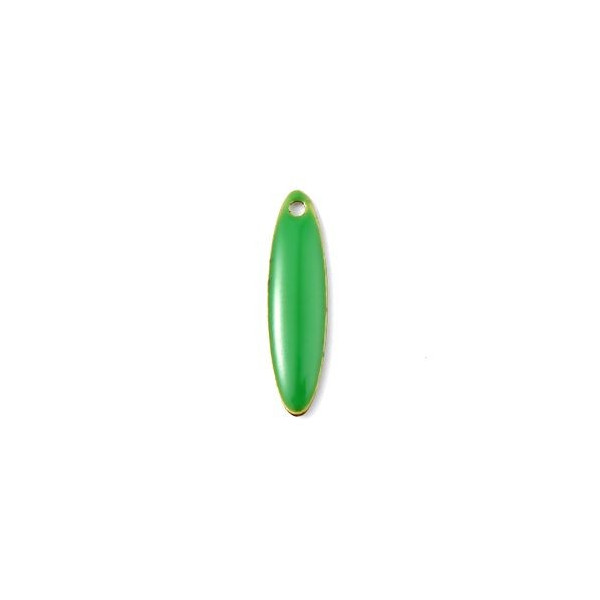 Sequins Médaillons Biface Oblong Vert 20x5mm – Résine Émaillée & Métal Doré