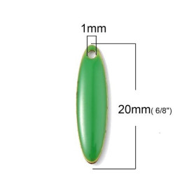 Sequins Médaillons Biface Oblong Vert 20x5mm – Résine Émaillée & Métal Doré