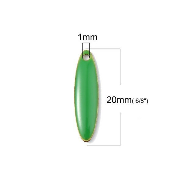 Sequins Médaillons Biface Oblong Vert 20x5mm – Résine Émaillée & Métal Doré