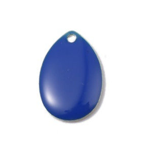 sequins médaillons résine style émaillés Biface Goutte Bleu 14 par 10mm  sur une base en métal dore