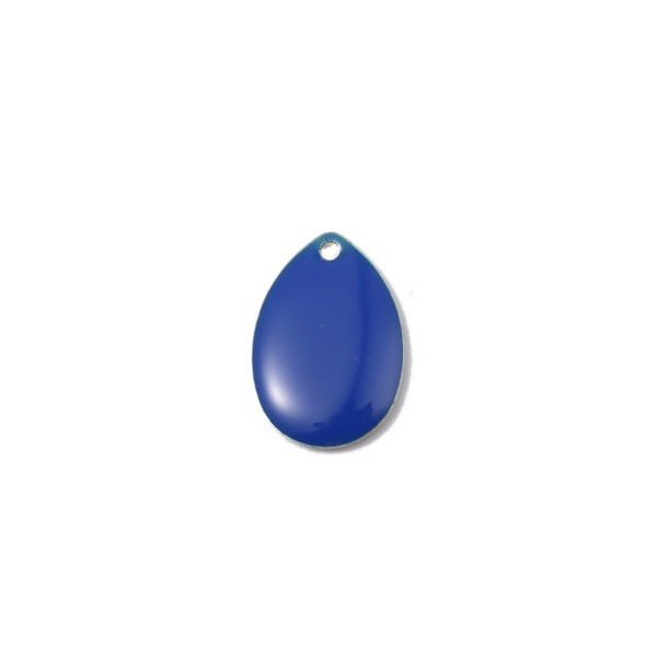 sequins médaillons résine style émaillés Biface Goutte Bleu 14 par 10mm  sur une base en métal dore