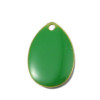 sequins médaillons résine style émaillés Biface Goutte Vert 14 par 10mm sur une base en métal dore