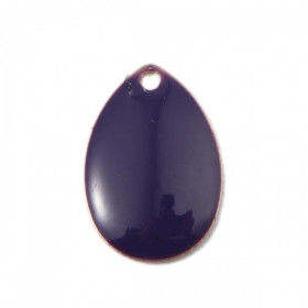 sequins médaillons résine style émaillés Biface Goutte Violet 14 par 10mm  sur une base en métal dore