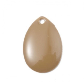 sequins médaillons résine style émaillés Biface Goutte Beige 14 par 10mm  sur une base en métal dore
