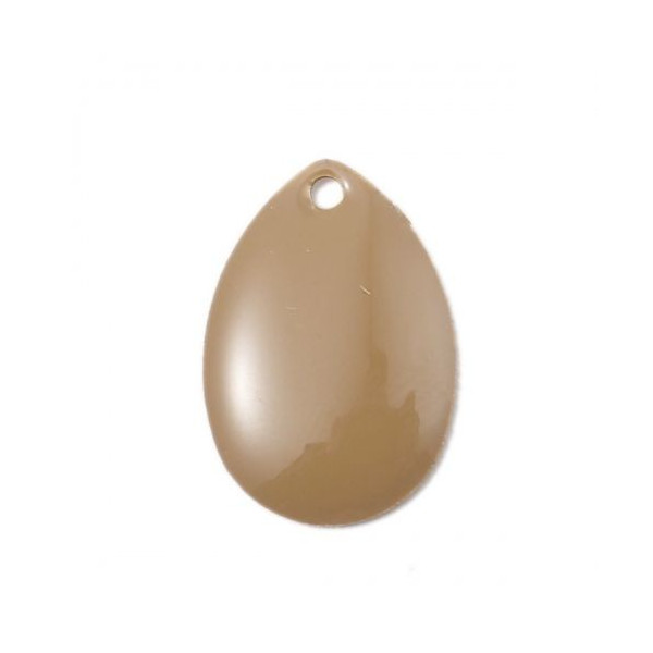 sequins médaillons résine style émaillés Biface Goutte Beige 14 par 10mm  sur une base en métal dore