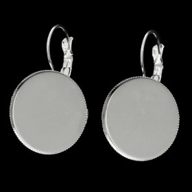 PAX 50 pièces boucle d'oreille DORMEUSE PLATEAU metal couleur ARGENT VIF 20mm S1155299