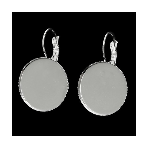 PAX 50 pièces boucle d'oreille DORMEUSE PLATEAU metal couleur ARGENT VIF 20mm S1155299