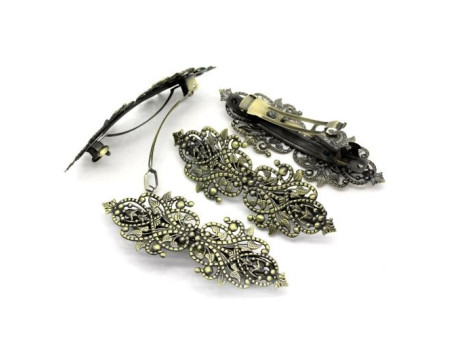 Support de barrette Dentelle style Noeud 94mm métal couleur Bronze