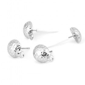 PS1128912 PAX: 20 Supports de Boucle d'oreille puce RETRO avec attache metal Argent Antique et 50 poussoirs plastique 