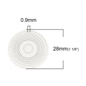 PS110131915 PAX 5 Estampes Rosace Multiconnecteurs filigrane Mandala 28mm Argent Platine