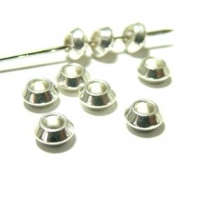 Perles Intercalaires Toupies 6mm – Métal Argent Vif