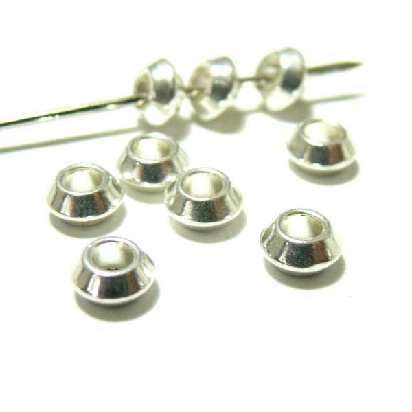 Perles Intercalaires Toupies 6mm – Métal Argent Vif
