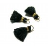 PAX 10 MINI pompons breloque passementière avec fil d'or et anneau 10mm BLANC ref 160721134006