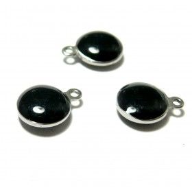 170210201120 PAX 10 sequins médaillons émaillés biface rond 3D taille 10mm  Rouge sur metal argenté