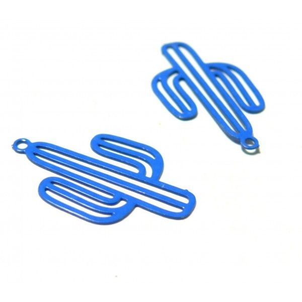 Estampes pendentif Cactus 14 par 22mm Bleu Roi