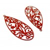 AE115397 Lot de 4 Estampes pendentif filigrane Goutte ajourée Noire 40 par 18mm