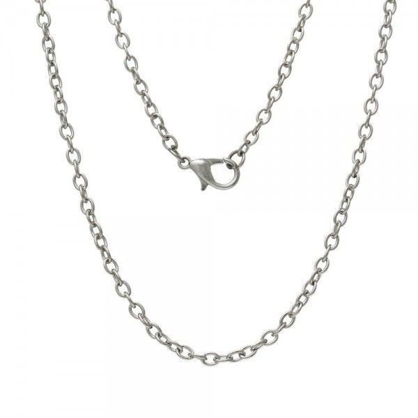 Colliers Sautoirs 62cm CHAINE Maille 3,5 par 2,5mm métal couleur ARGENT PLATINE