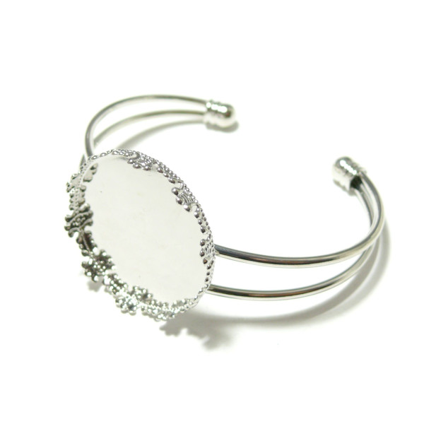 Support de bracelet Couronne 30mm, Laiton finition Argent Platine