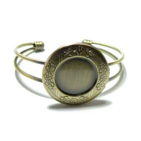 Support de Bracelet Médaillon Photo 32mm Laiton couleur Bronze