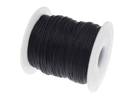Bobine d'environ 70m de fil en coton ciré 1mm Noir