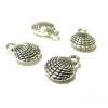 H116427 PAX 20 pendentifs Coquillage Grain de café Cauri 20mm métal couleur Argent Platine