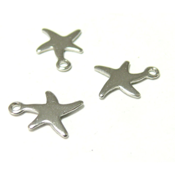 Pendentifs Breloques Petites Etoile de mer 12mm Acier Inoxydable