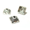 10 embouts calottes coupelles STYLE PYRAMIDE metal ARGENT ANTIQUE ( S114910 )