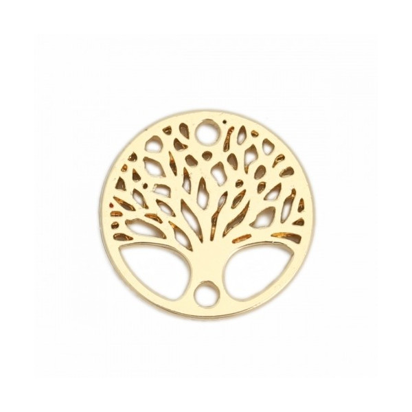 Pendentifs Connecteur Arbre dans médaillon 16mm métal couleur Doré