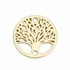 Pendentifs Connecteur Arbre dans médaillon 16mm métal couleur Doré