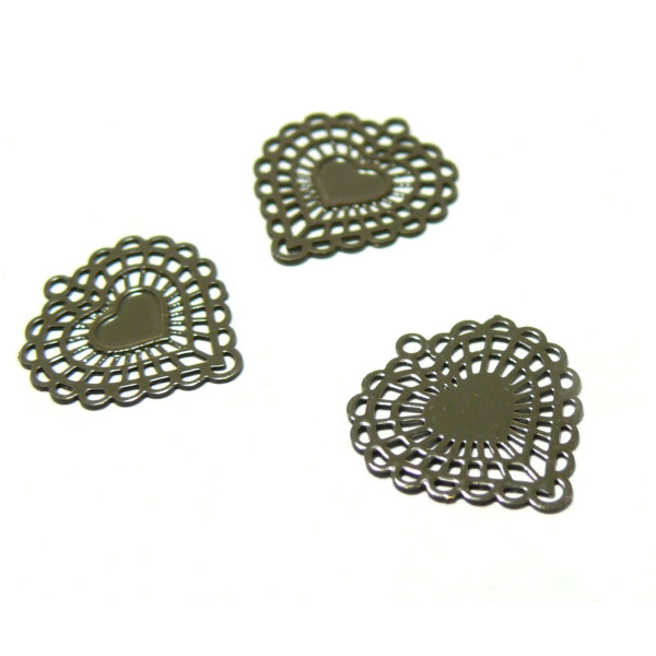 Estampes pendentif Coeur Dentelle 14 par 15mm Vert Gris