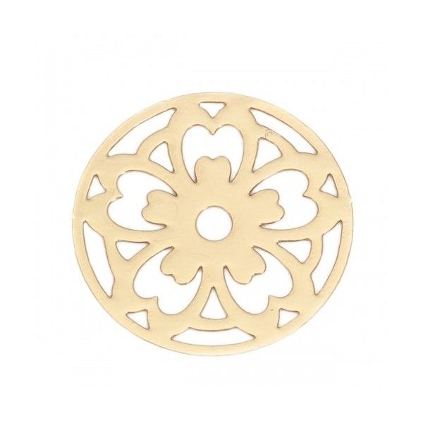 S11131887  PAX 10 Estampes pendentif Fleur dans Cercle 22mm métal couleur Argent Platine