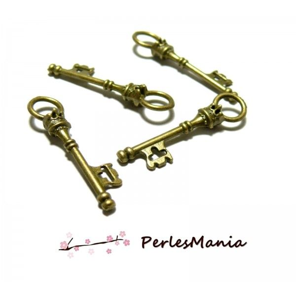 PAX 50 Pendentif, breloque clé clefs couronne S112699 metal couleur BRONZE