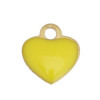sequins médaillons résine style émaillés Biface Petit coeur 10mm Jaune sur une base en métal doré