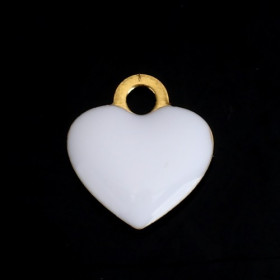 PS110149017 PAX 5 sequins médaillons résine style émaillés Biface Petit coeur 10mm Blanc