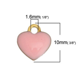 PS110149018 PAX 5 sequins médaillons résine style émaillés Biface Petit coeur 10mm Rose Clair